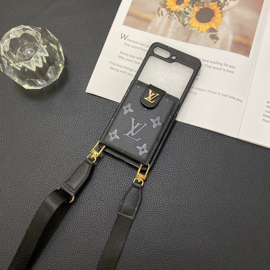 Rivet Leather Card Crossbody Case for Galaxy Z Flip