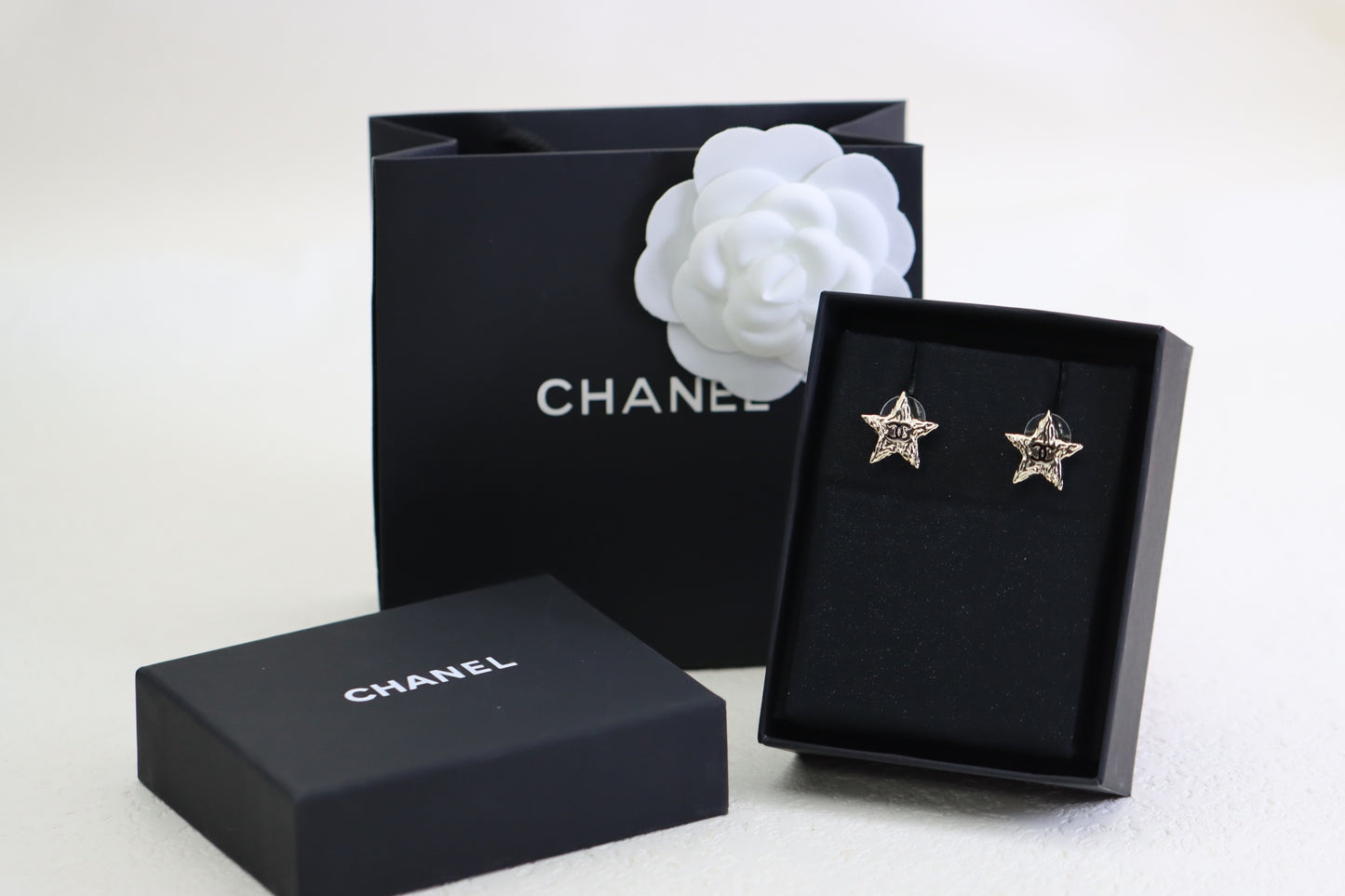 Gold Double C Lava Star Earrings