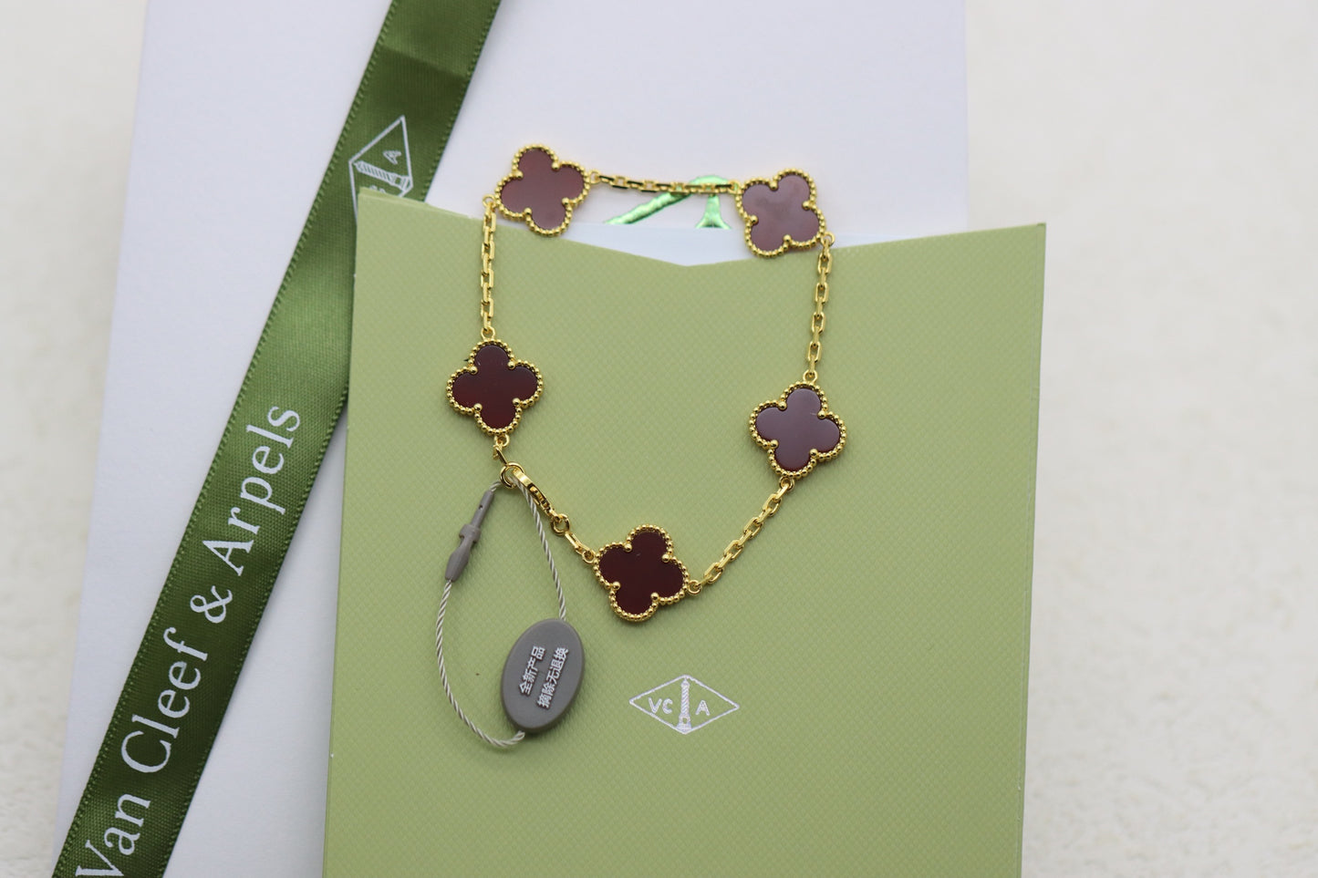 Penang Gold Carnelian Five Flower Bracelet