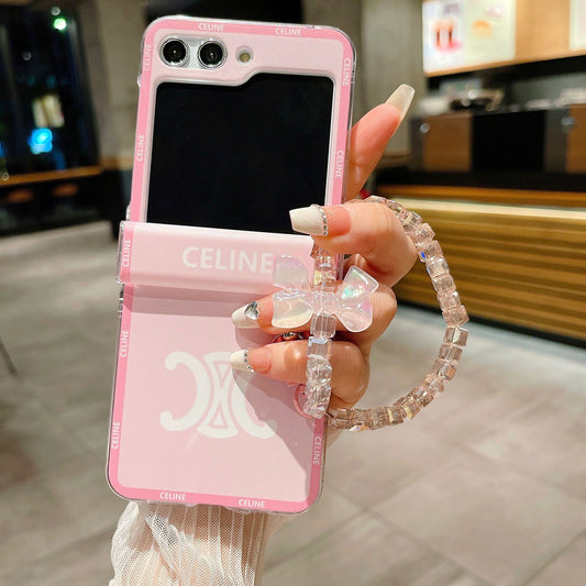 Fashion Pink Bow Bracelet Flip Case