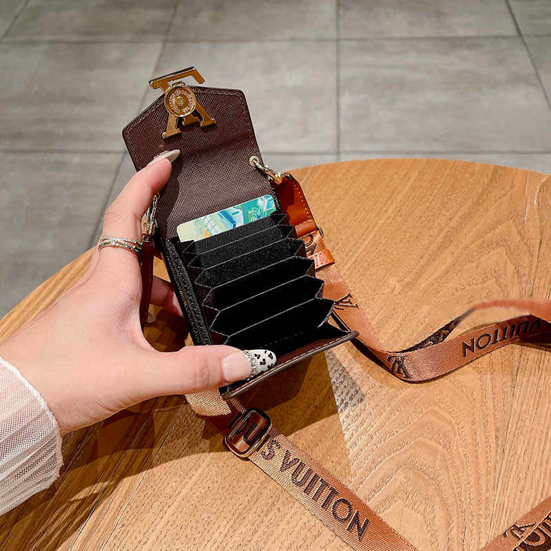Leather Coin Purse Lanyard Flip Case