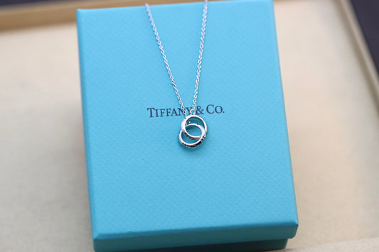 Silver Roman Double Ring Clavicle Necklace