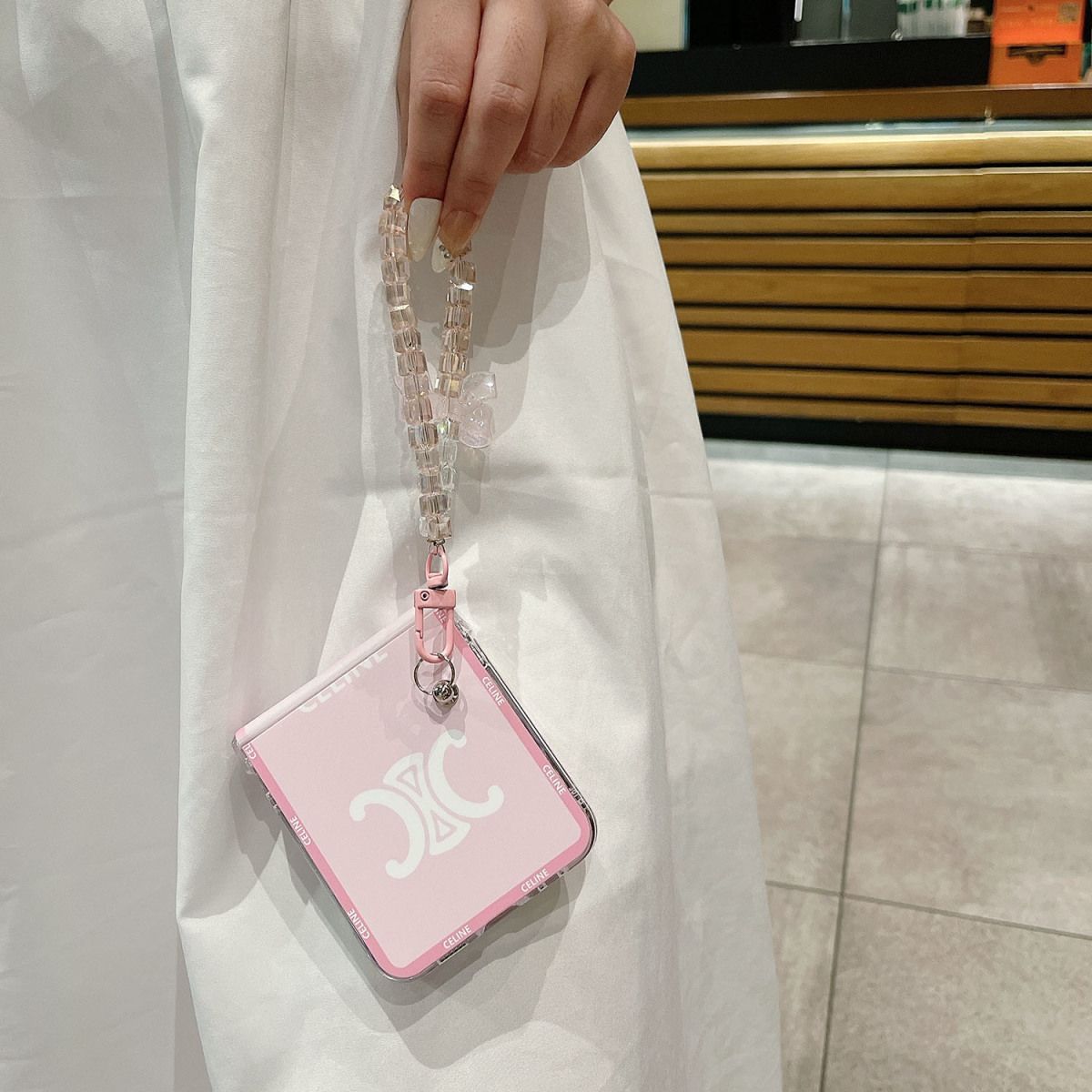 Fashion Pink Bow Bracelet Flip Case