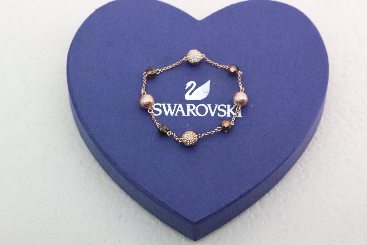 Rose gold and orange crystal pearl magnetic bracelet