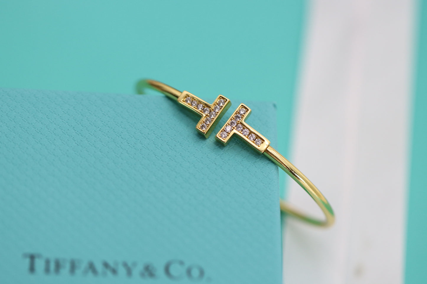 Champagne gold diamond double T bracelet