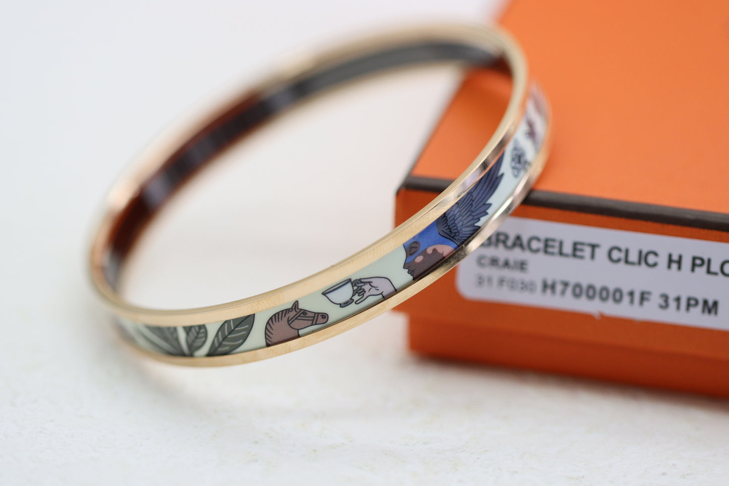 Shima Cream White Rabbit Enamel BraceletShima Cream White Rabbit Enamel Bracelet