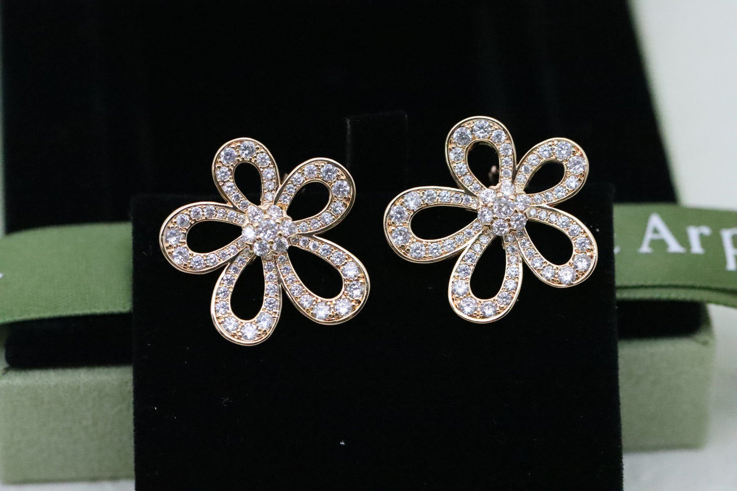 Diamond Lace Flower Earrings