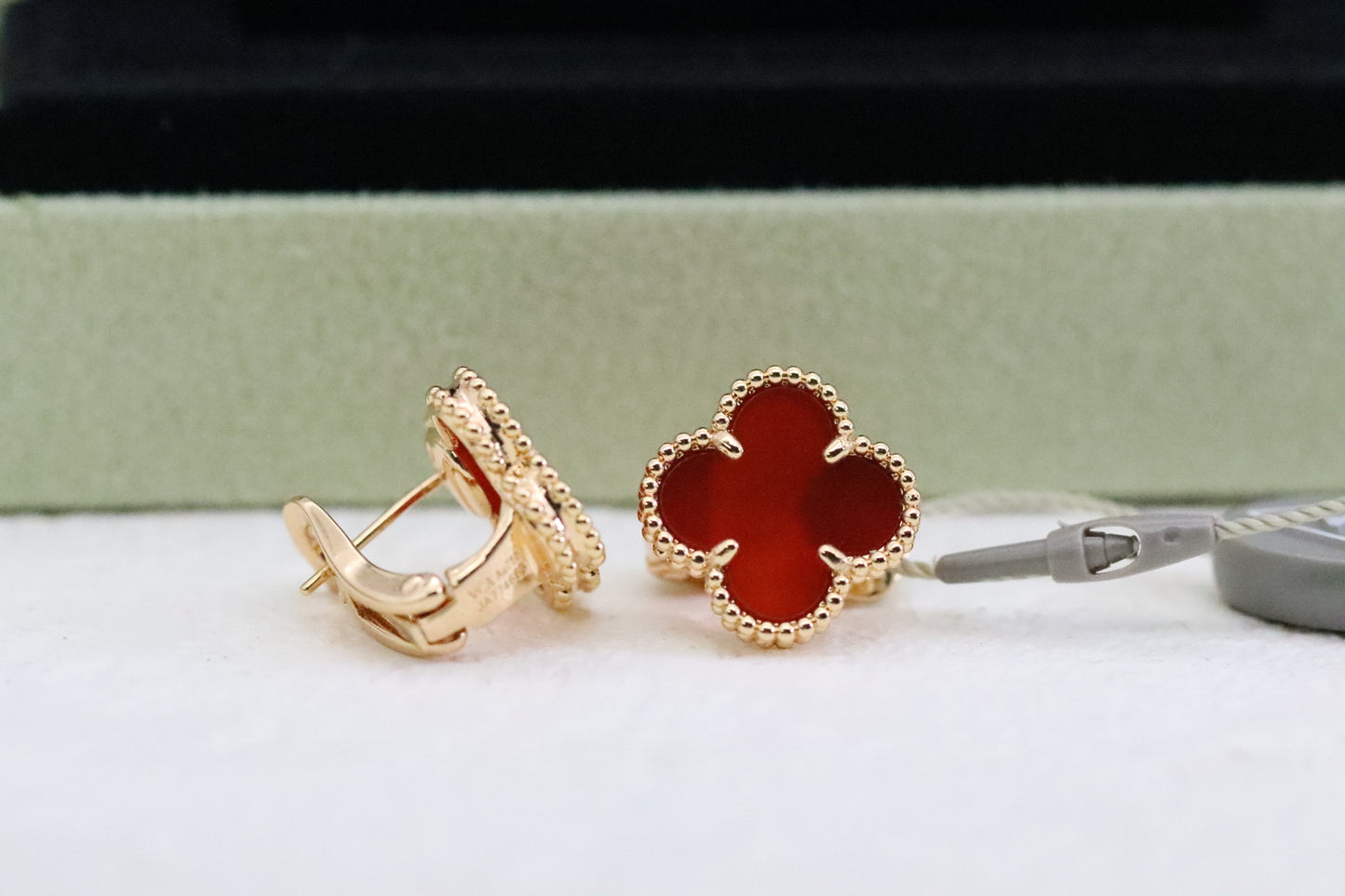 Carnelian Four-Leaf Clover Earrings