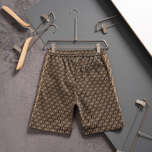 New knitted straight stripe patchwork shorts