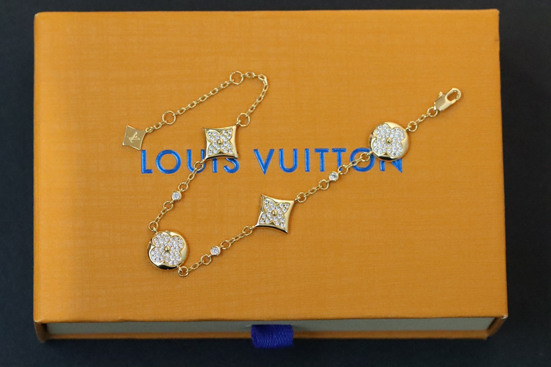 Full diamond diamond flower round flower four flower bracelet