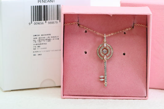 Rose Gold Beating Heart Key Clavicle Necklace