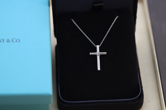 Solitaire Diamond Cross Necklace