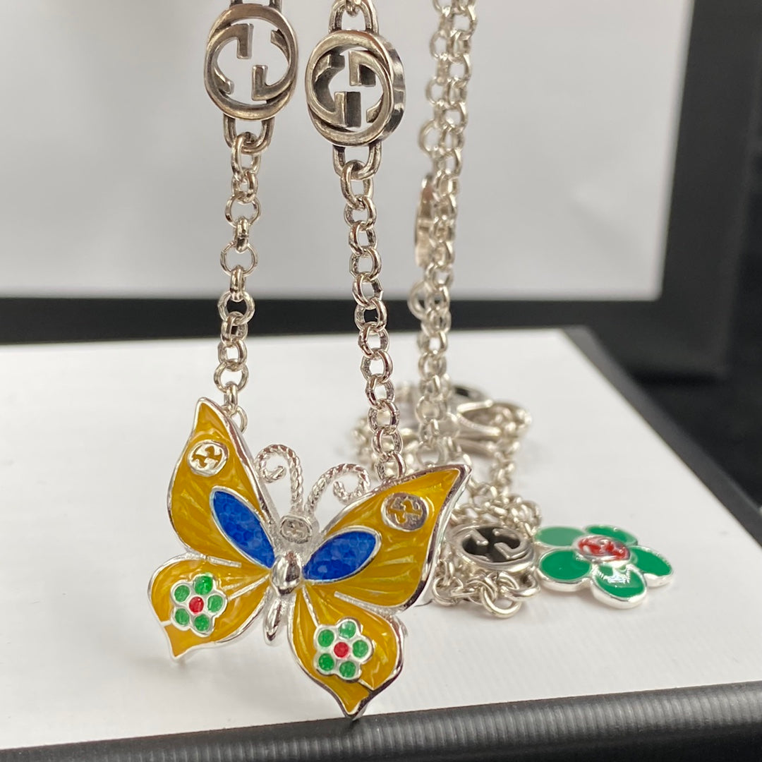 Enamel Craft Butterfly Pendant Necklace