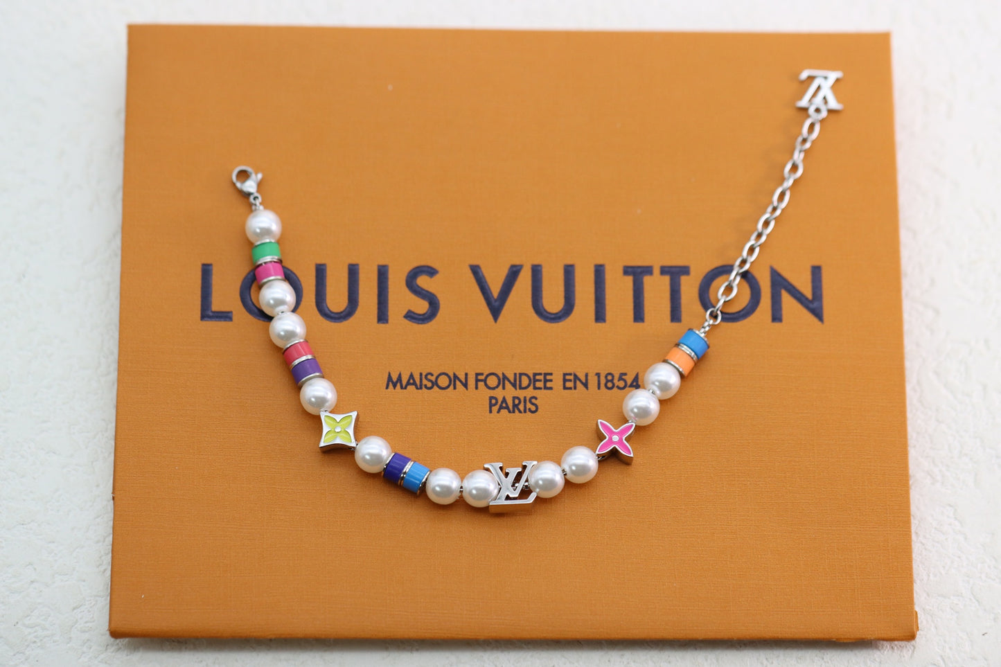 Colorful enamel floral t crystal bracelet