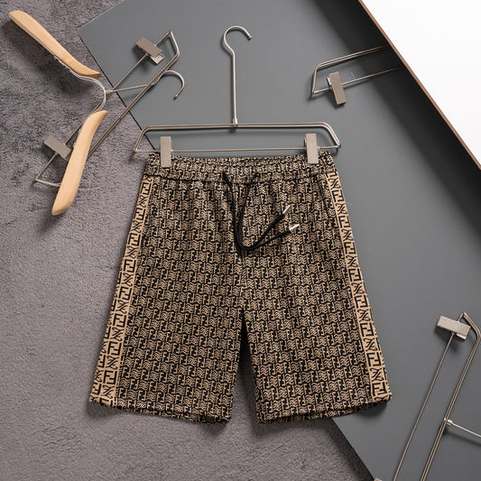 New knitted straight stripe patchwork shorts