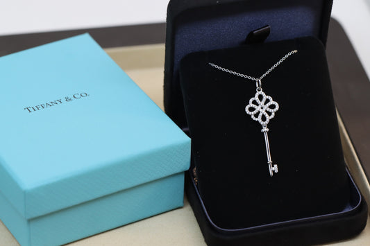 Full Diamond Chinese Knot Clavicle Necklace Sterling Silver