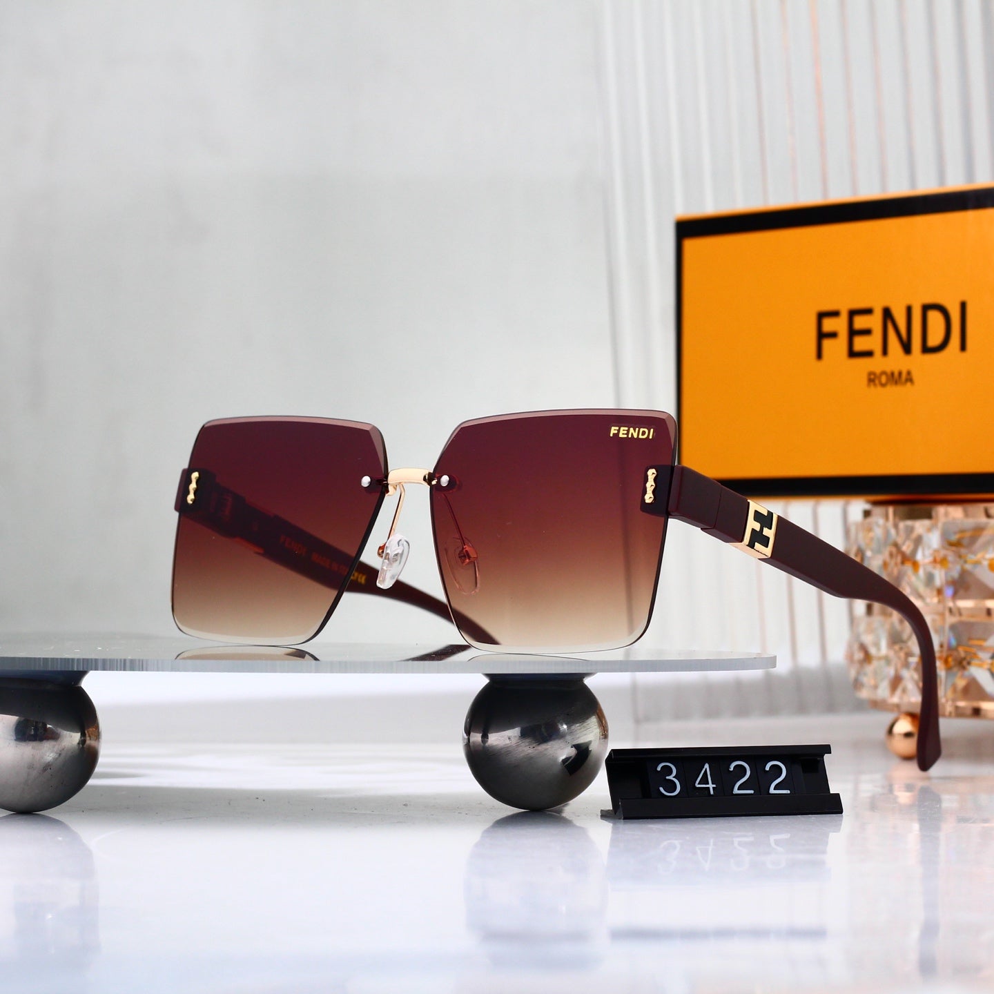 Frameless Square Metal Gradient Sunglasses