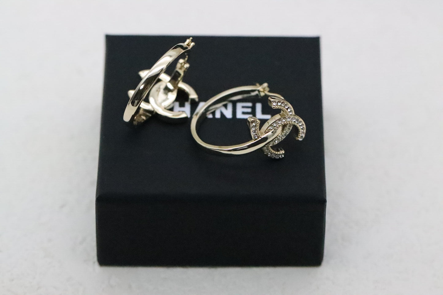 Full diamond double C hoop earrings