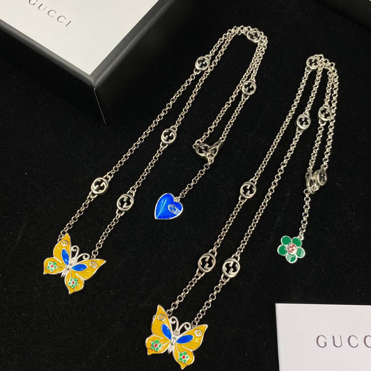 Enamel Craft Butterfly Pendant Necklace