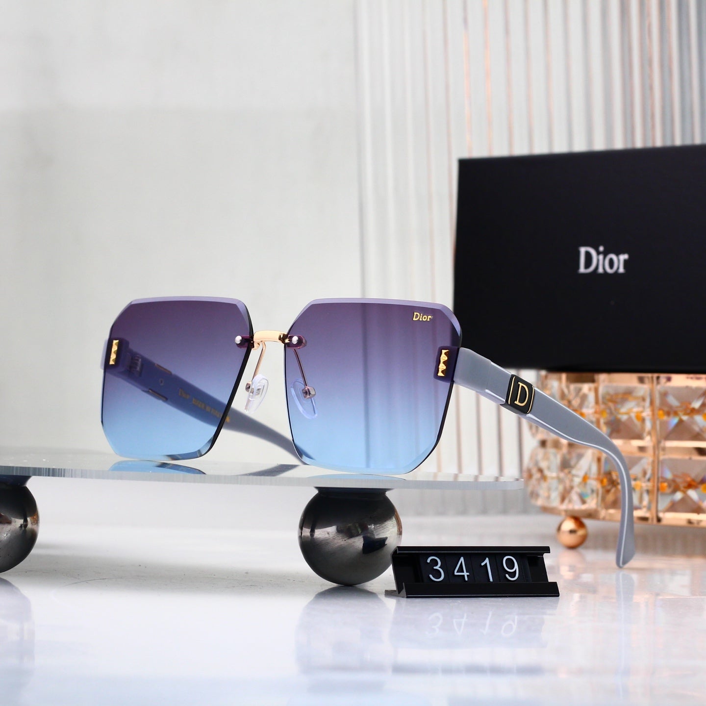 Half Frame Square Gradient Sunglasses