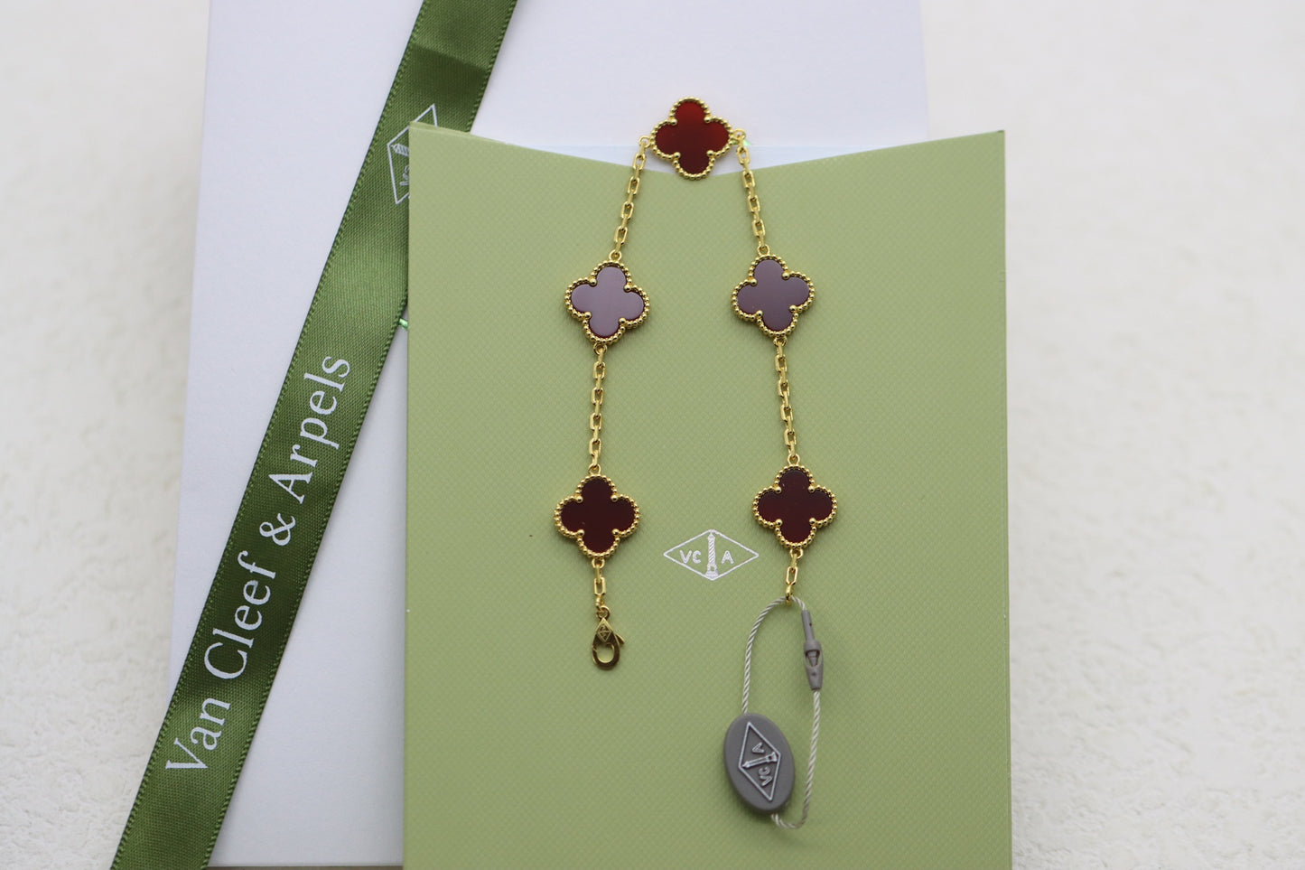 Penang Gold Carnelian Five Flower Bracelet