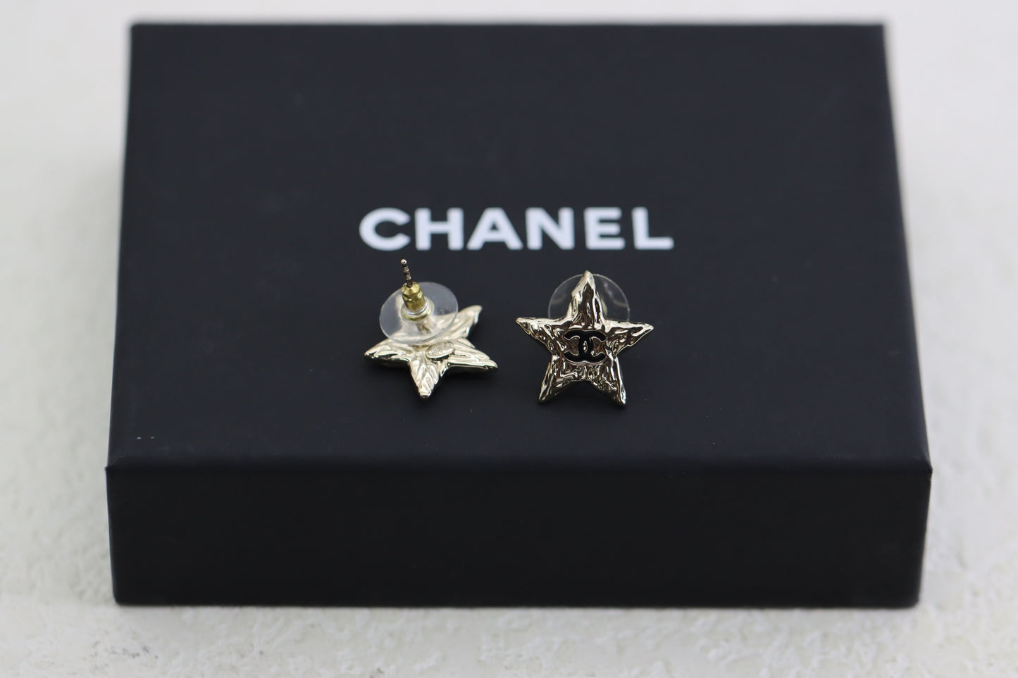 Gold Double C Lava Star Earrings