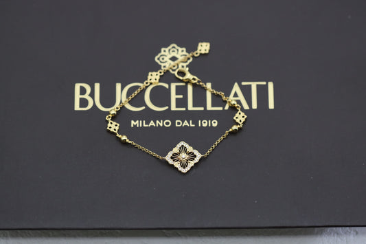 Gold hollow diamond four-leaf clover double-sided bracelet
