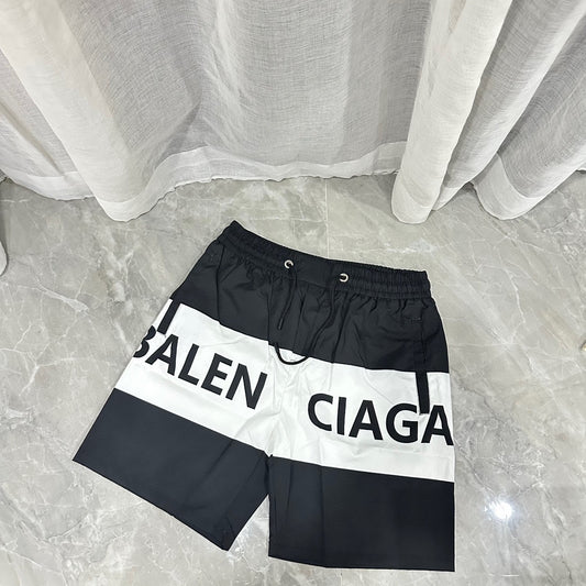 Black and white quick-drying beach shorts