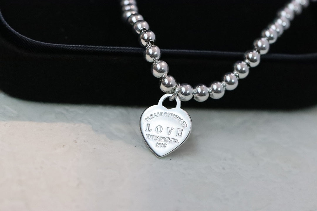 Heart-Shaped Pin Buckle Clavicle Necklace 925 Sterling Silver