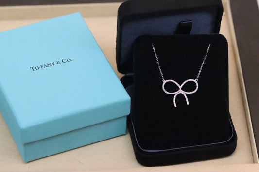 Silver Bow Diamond Clavicle Necklac