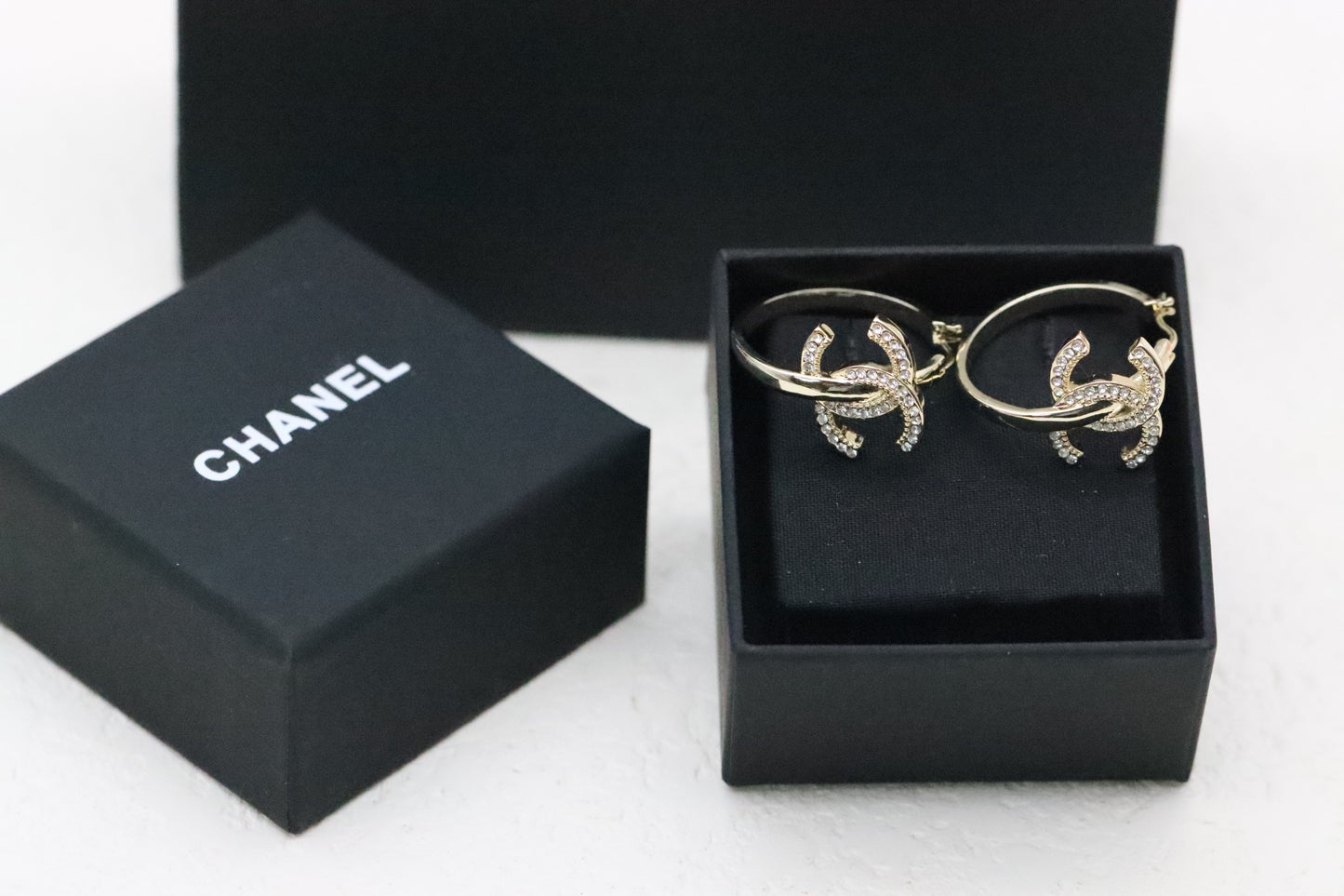 Full diamond double C hoop earrings