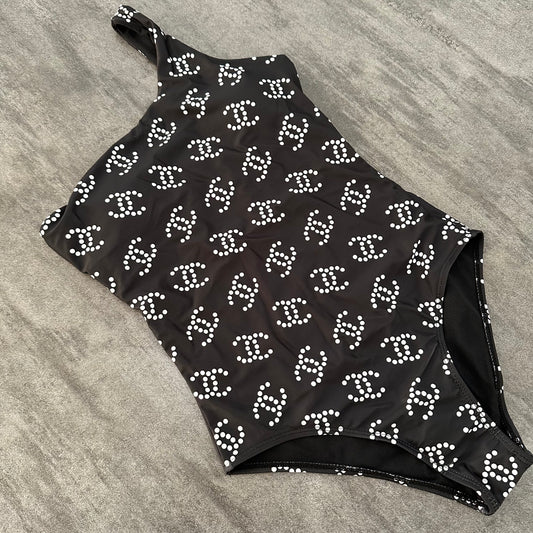 New Black Fashion Pattern One-Piece Swimsuit  C-24504