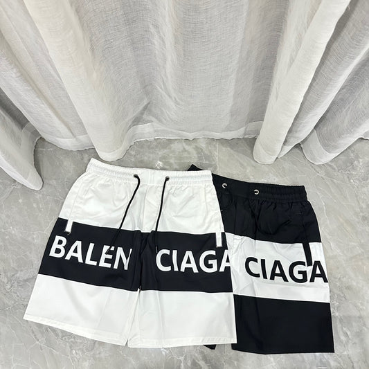 Black and white quick-drying beach shorts