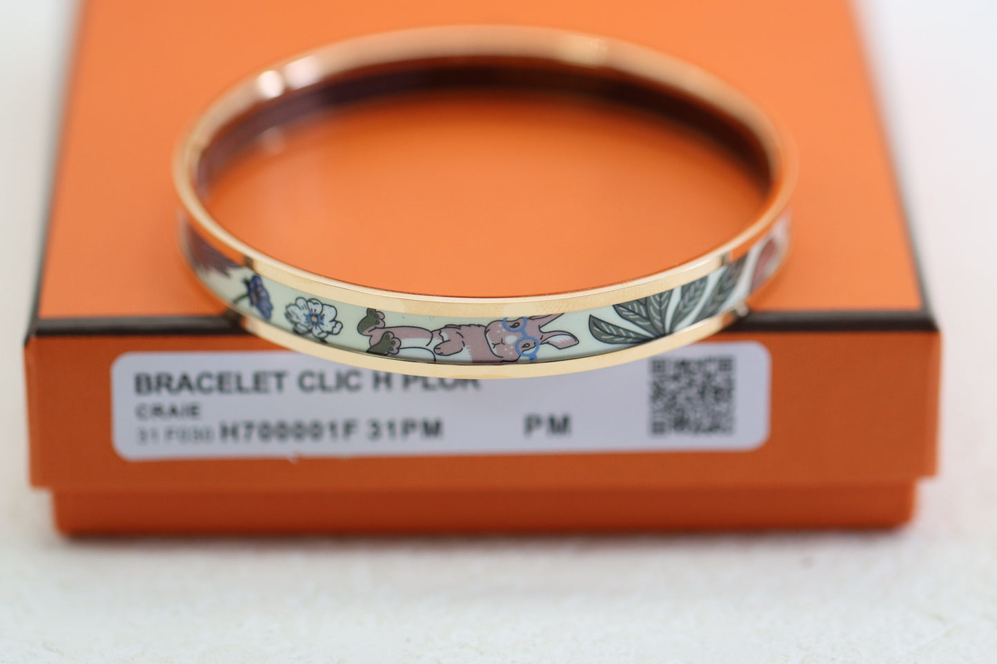 Shima Cream White Rabbit Enamel BraceletShima Cream White Rabbit Enamel Bracelet
