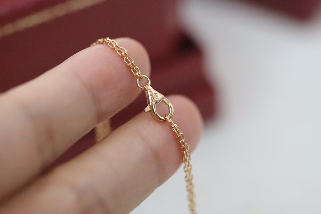 Rose gold double ring full diamond round necklace