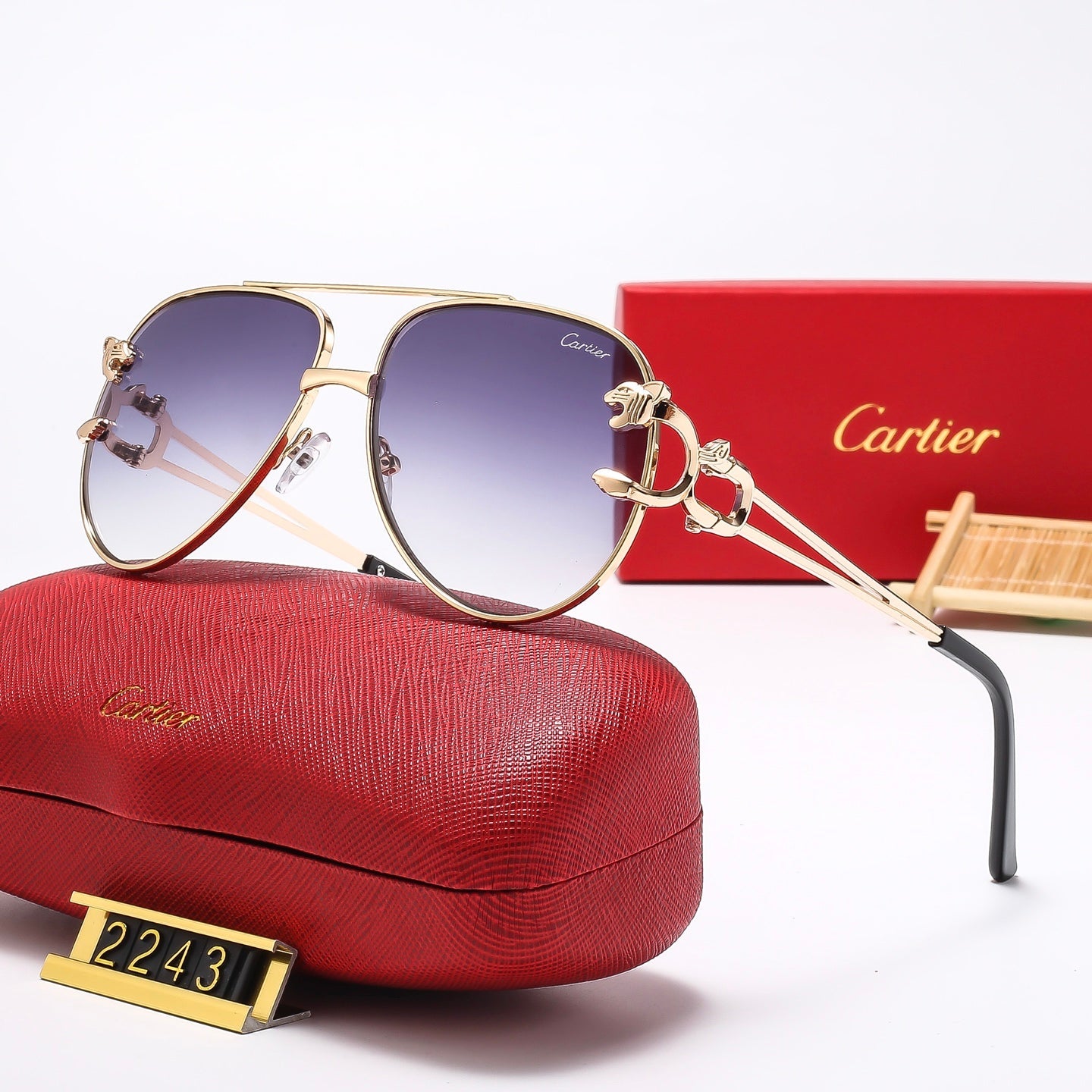 7-color retro gold frame sunglasses  2243