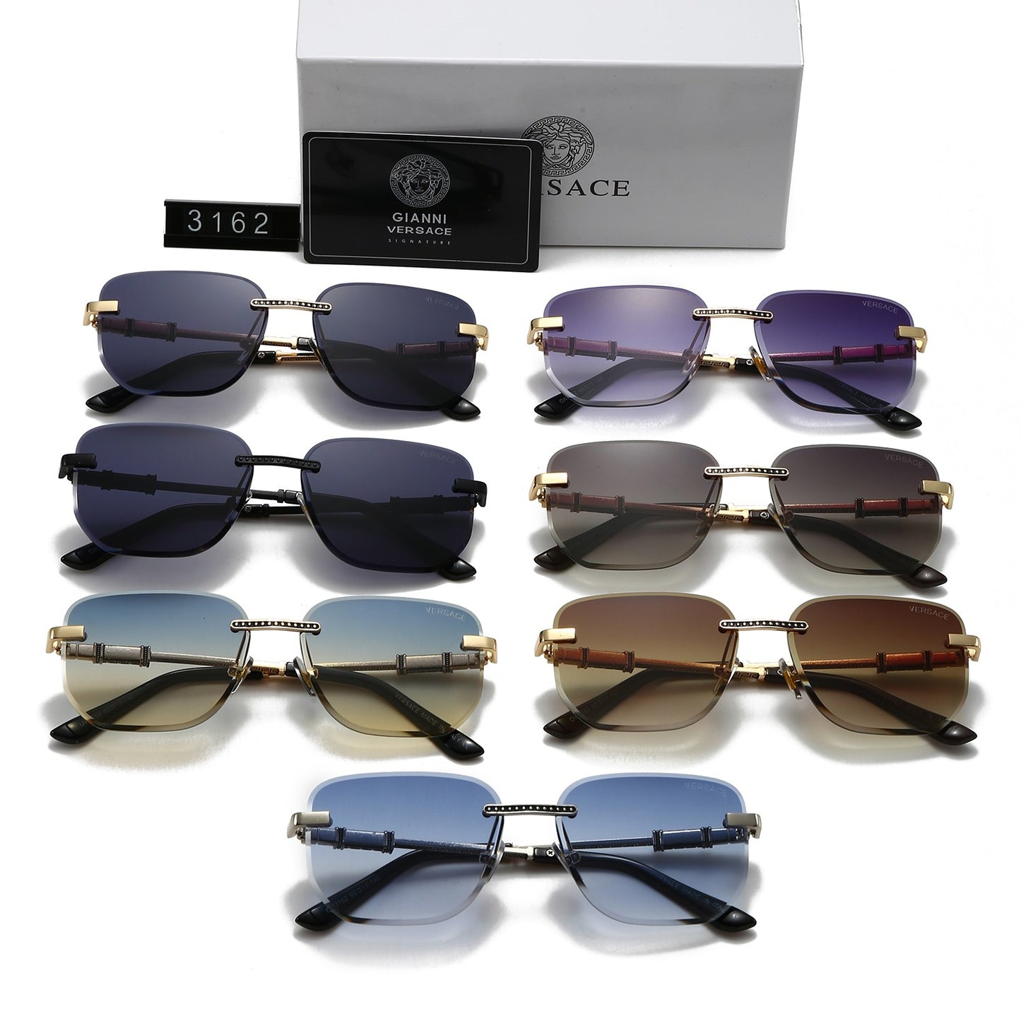7-color frameless fashion sunglasses, travel and vacation sunglasses