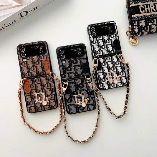 Leather Metal Strap Galaxy Z Flip Case