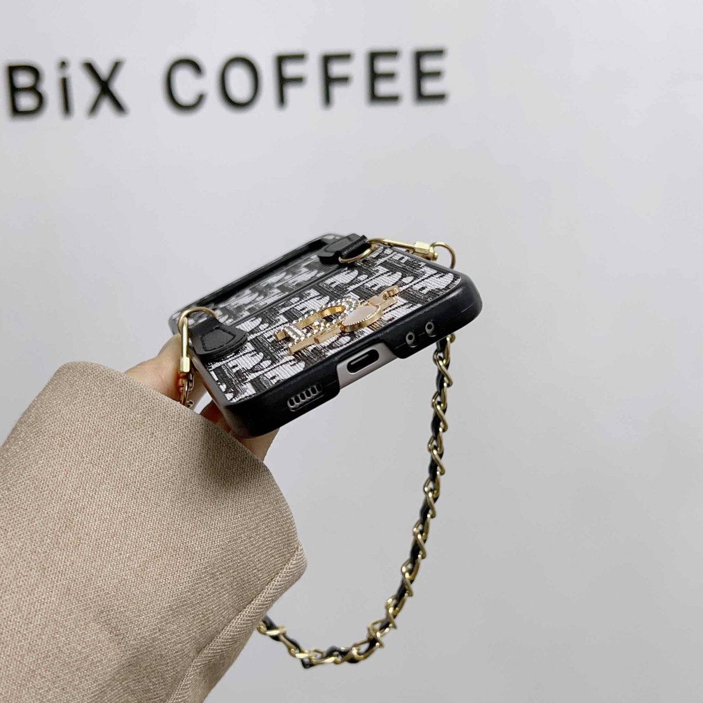 Leather Metal Strap Galaxy Z Flip Case