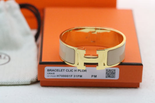 Extra wide three-color enamel bracelet