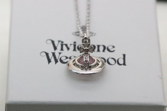 Pink 3D Saturn Clavicle Necklace