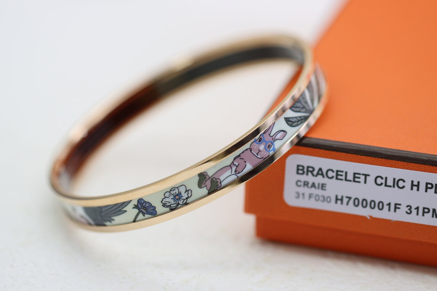 Shima Cream White Rabbit Enamel BraceletShima Cream White Rabbit Enamel Bracelet