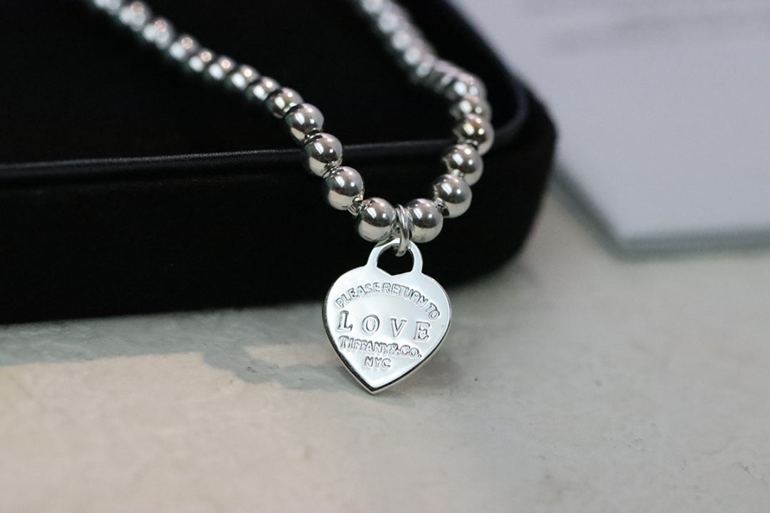Heart-Shaped Pin Buckle Clavicle Necklace 925 Sterling Silver