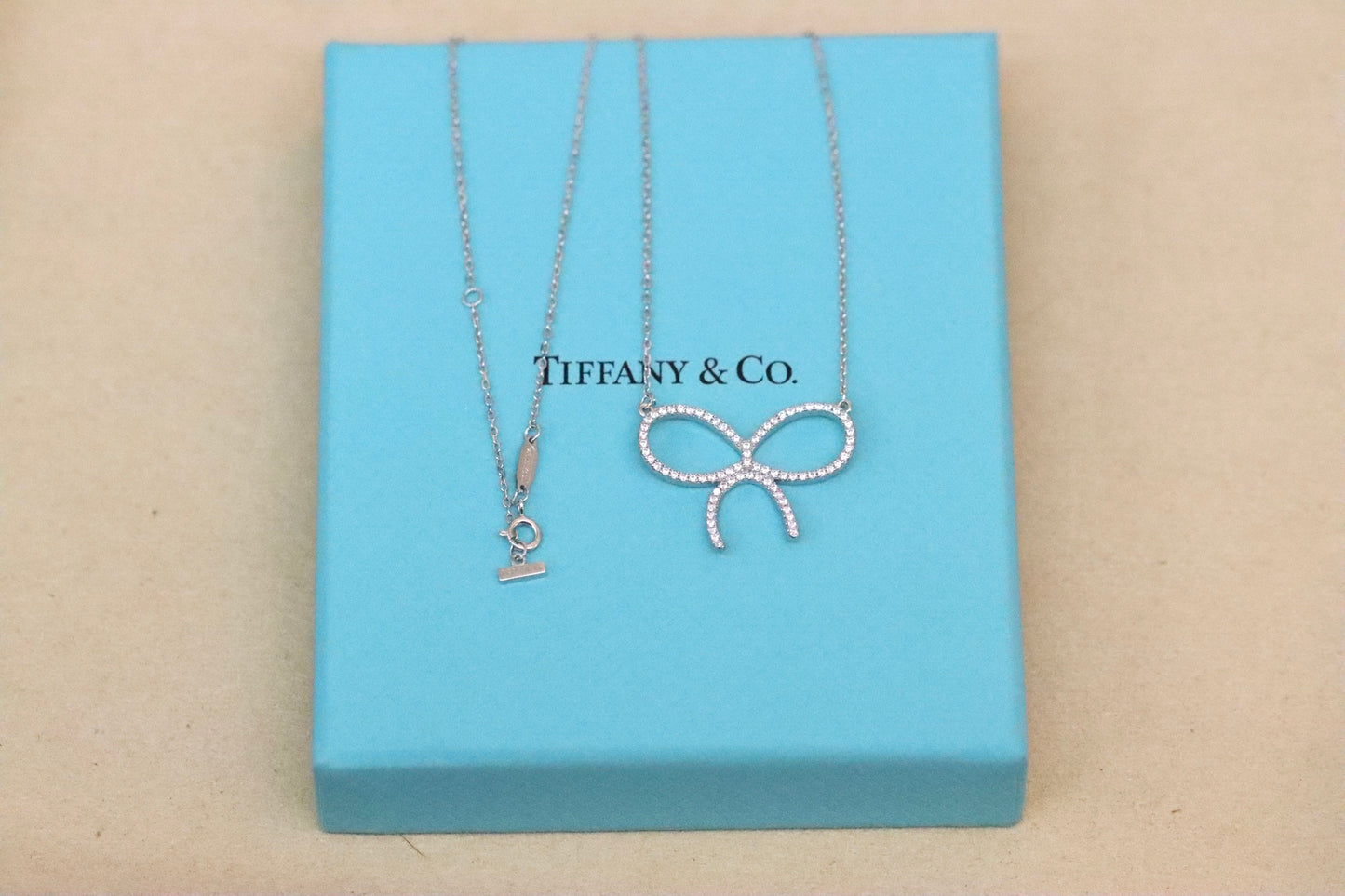 Silver Bow Diamond Clavicle Necklac
