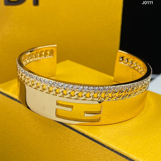 F Letter Wide Open Bracelet