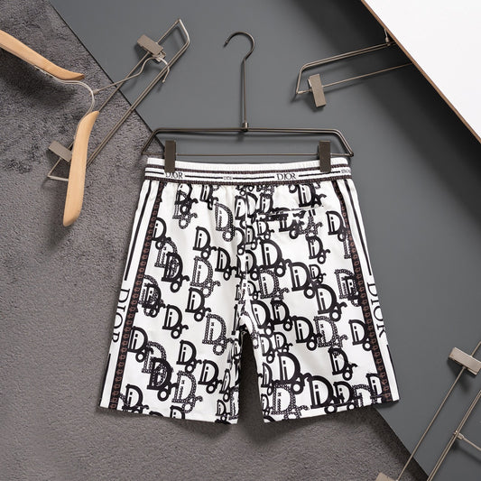 New classic black and white plaid quick-drying casual beach shorts