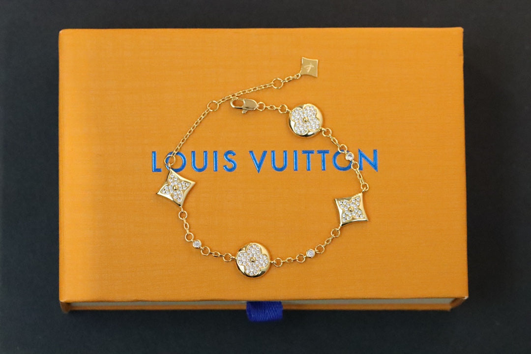 Full diamond diamond flower round flower four flower bracelet