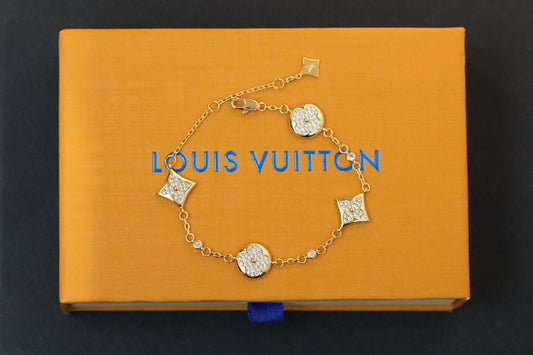 Full diamond diamond flower round flower four flower bracelet