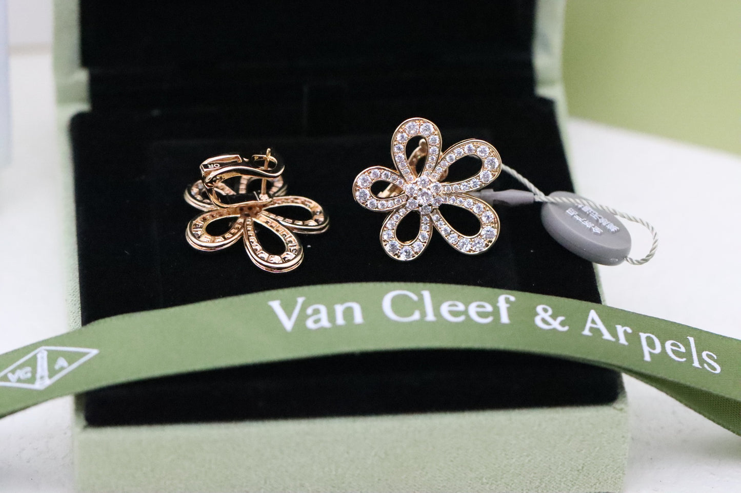 Diamond Lace Flower Earrings