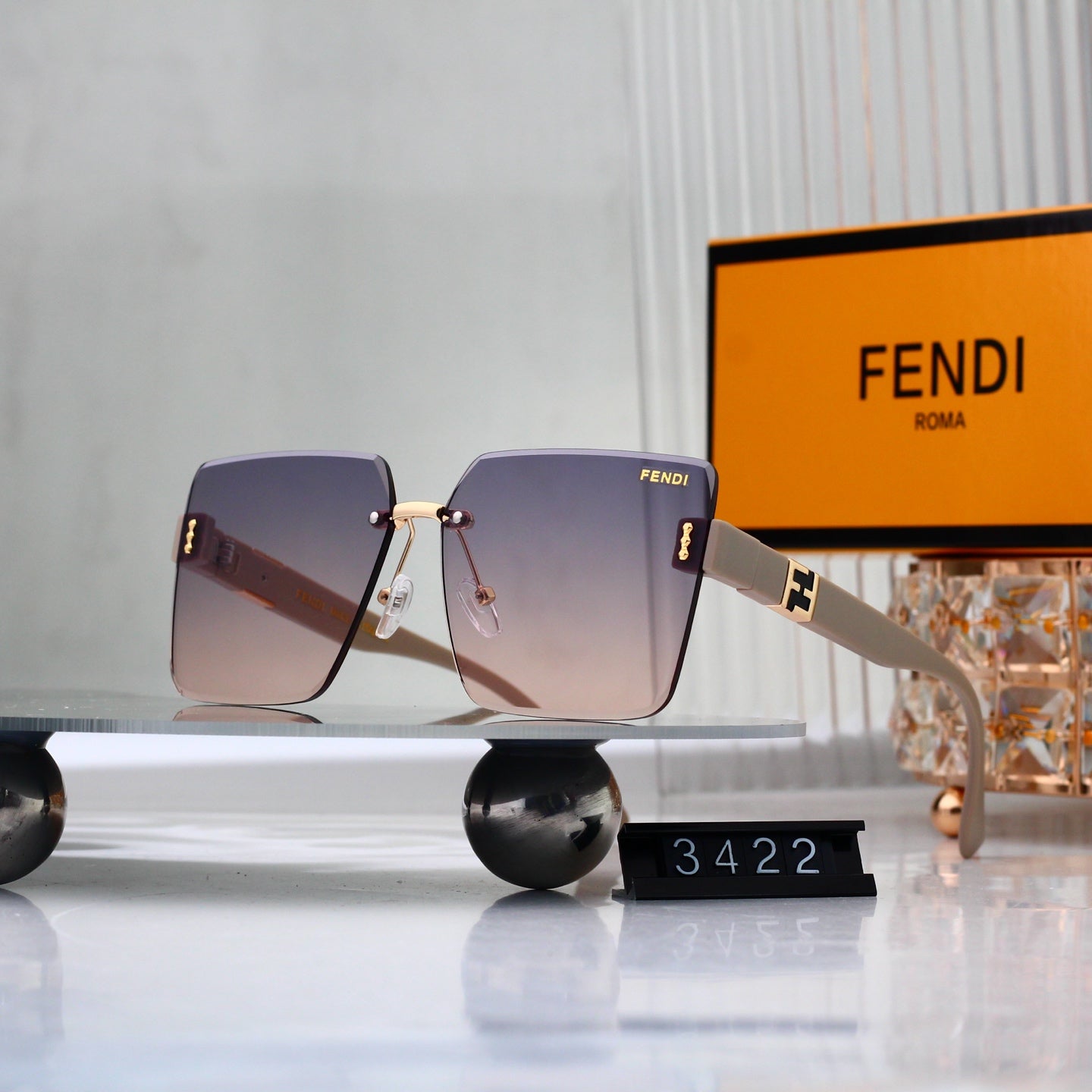 Frameless Square Metal Gradient Sunglasses